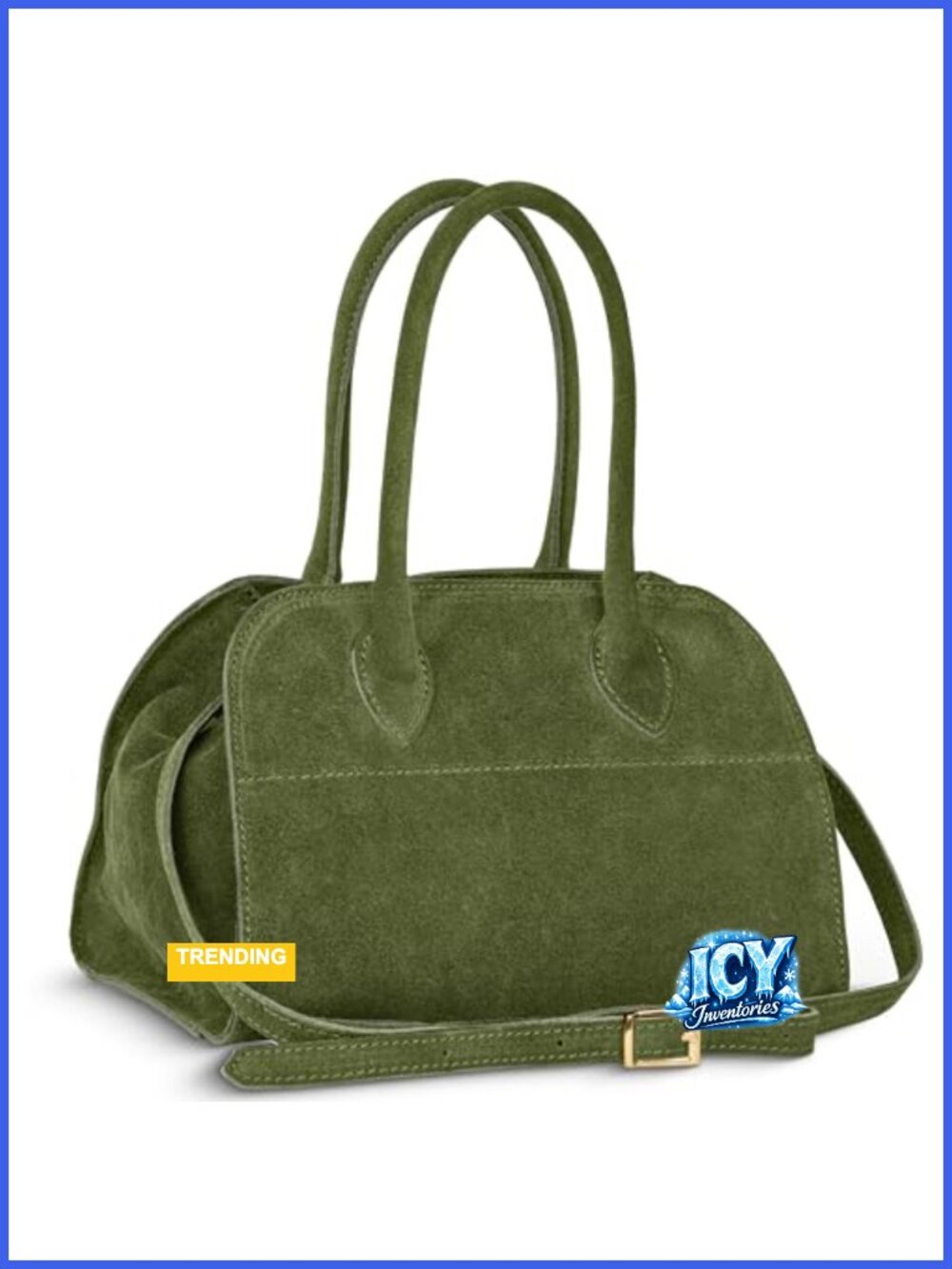 Italian Genuine Suede Top-Handle Bag Women Zipper Adjustable Strap Satchel